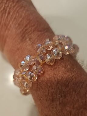 Crystal Bead Stretch Bracelet - Champagne Sparkle